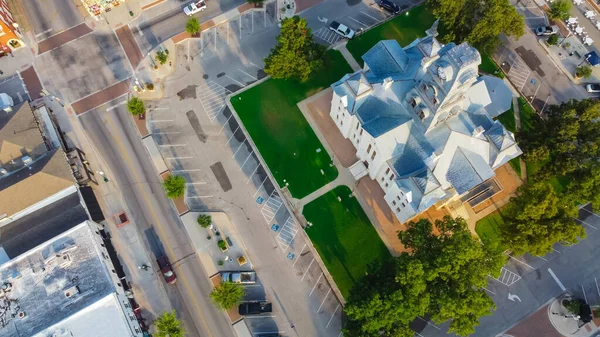 Ovanifrån Klocktornet Och Historiska Hood County Courthouse Downtown Square Granbury — Stockfoto