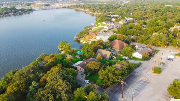 Top View Woningen Aan Het Meer Huurwoningen Langs Brazos River — Stockfoto