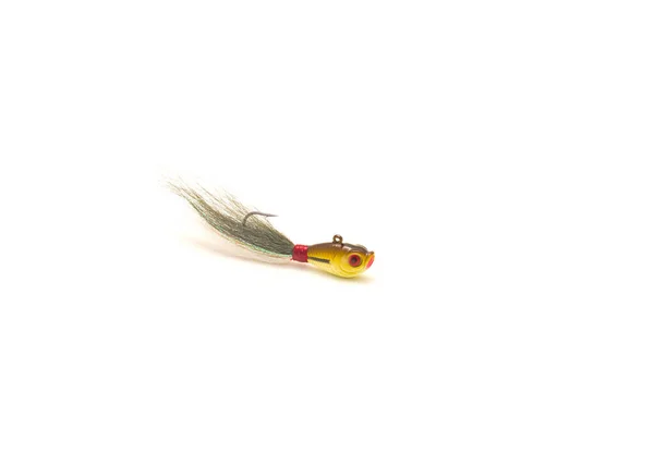 One Bucktail Jig Head Lure Hydrodynamic Head Oversized Painted Eyes — Stock Photo, Image