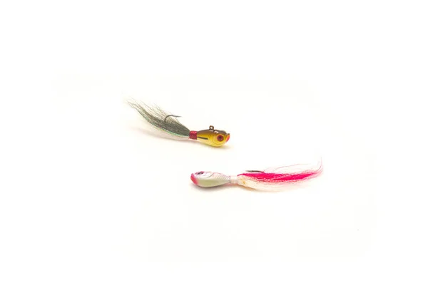 Two Bucktail Jig Heads Lure Hydrodynamic Head Oversized Painted Eyes — Stock Photo, Image