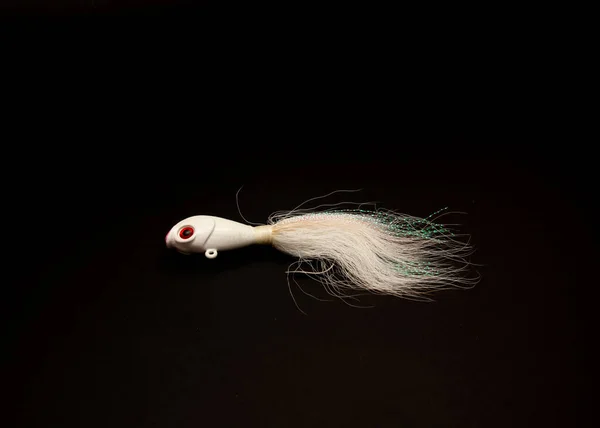 Branco Bucktail Jig Cabeça Isca Com Cabeça Hidrodinâmica Olhos Pintados — Fotografia de Stock