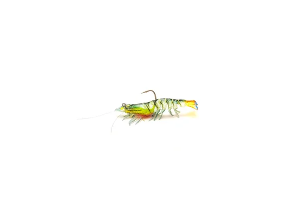 Side View Typical Artificial Shrimp Lure Lifelike Swim Bait Fishing — Zdjęcie stockowe