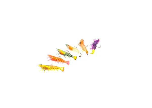 Row Typical Artificial Shrimp Lures Lifelike Swim Bait Fishing Tackle — Stock Fotó