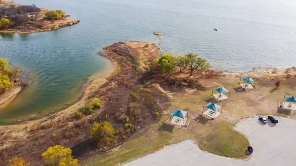 Scenic Shoreline Buffs Cliffs View Northern Shores Lake Grapevine Aerial — Stock Photo, Image