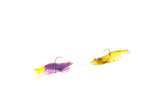 Two Typical Artificial Shrimp Lures Lifelike Swim Bait Fishing Tackle — 图库照片