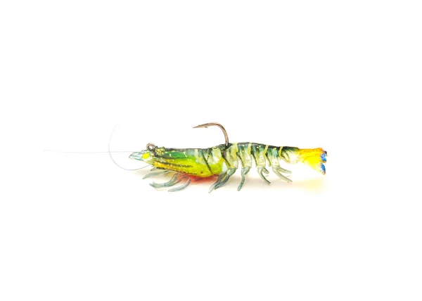 Side View Typical Artificial Shrimp Lure Lifelike Swim Bait Fishing — Fotografia de Stock