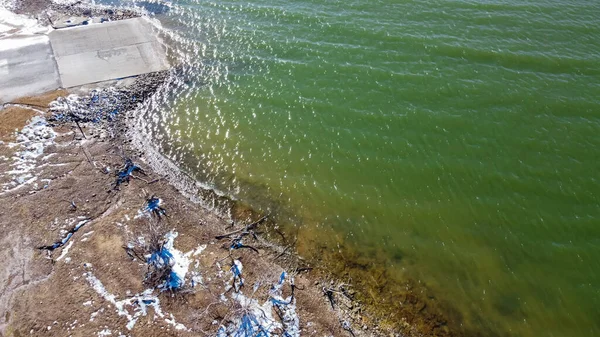 Letecký Pohled Zasněženou Lodní Rampu Murrellově Parku Grapevine Lake Texas — Stock fotografie