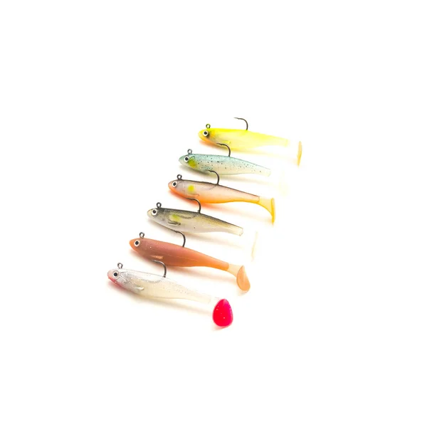 Colorata Ampia Selezione Jig Head Shad Soft Fishing Lures Con — Foto Stock