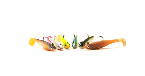 Seleção Colorida Ampla Jig Head Shad Soft Fishing Iscas Com — Fotografia de Stock