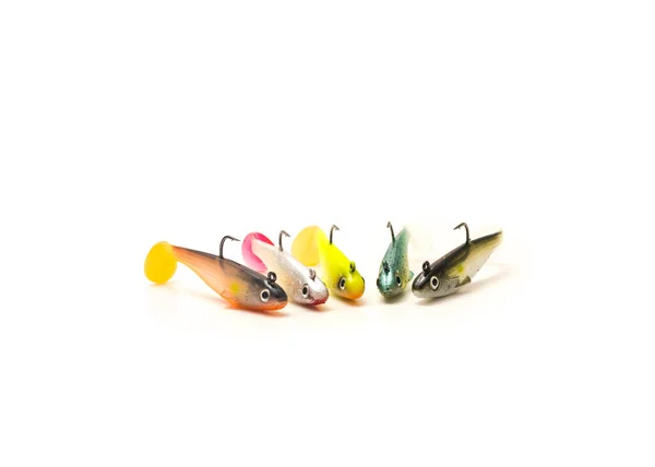 Colorful Wide Selection Jig Head Shad Soft Fishing Lures Hook — Stock Photo, Image