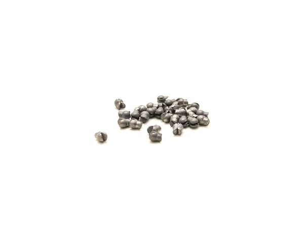 Pile of split-shot sinkers removable and reusable shot weights isolated on white background — Fotografia de Stock