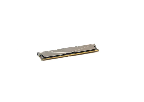 工作室拍摄了一个DDR4台式机内存模块Ram，它是灰色的，在白色上隔离 — 图库照片