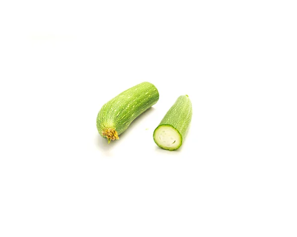 Close-up two half cuts of luffa smooth sponge loofah fruit isolated on white background — Photo