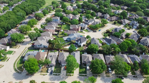 Top View Established Neighborhood Matured Trees Two Story Houses Flower — Foto de Stock