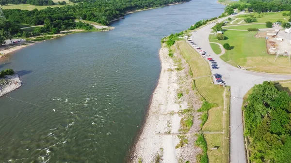 Vista Aerea Lato Texas Red River Con Forte Corrente Acqua — Foto Stock