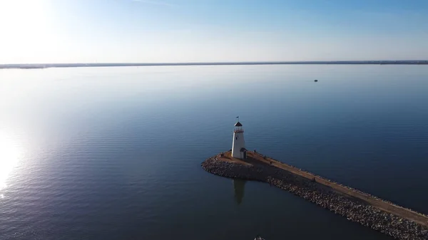 Vista Aerea Bellissimo Faro Lago Hefner Linea Orizzontale Oklahoma City — Foto Stock