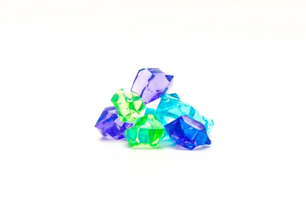 Assortment Light Green Blue Pink Aqua Jewels Aqua Solitaire Polystyrene — Stock Photo, Image