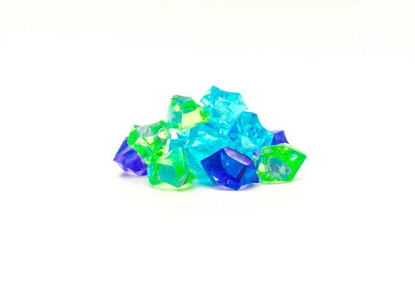 Assortment Light Green Blue Pink Aqua Jewels Aqua Solitaire Polystyrene — Stock Photo, Image