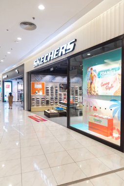 HANOI, VIETNAM-AUG 2, 2022: Exterior view of Sketchers footwear and apparel store inside Aeon Shopping Mall, Ha Dong. American multinational brand company, headquartered in California