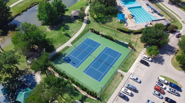 Aerial View Large Tennis Court Swimming Pool Community Recreational Center — Stockfoto