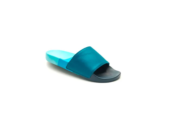 Sandalia Deslizante Azul Con Vista Superior Para Hombre Con Forro —  Fotos de Stock