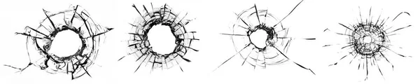 Collage Von Rissen Glas Ein Loch Aus Kugeln Glas Auf — Stockfoto