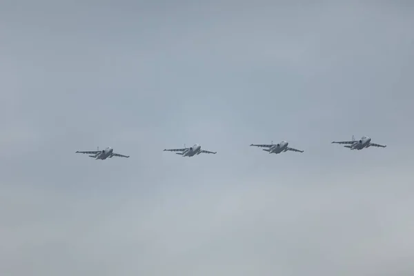 Avions Militaires Combattants Nouvelle Génération Dans Ciel — Photo