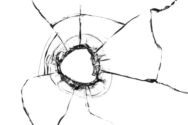 Collage Cracks Glass Hole Bullets Glass White Background Window Glass — Stock Photo, Image