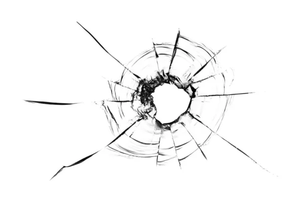 Collage Cracks Glass Hole Bullets Glass White Background Window Glass — Stock Photo, Image