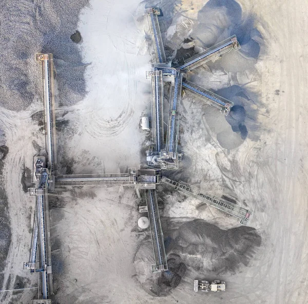 Gran Fábrica Para Producción Piedra Granito Migas Basalto Vista Superior —  Fotos de Stock