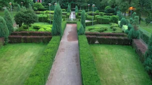 Zöld angol kertészeti kert Bucha központi parkjában. — Stock videók