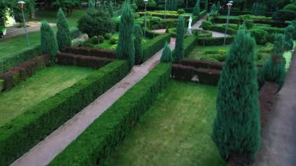 Grădină topiară verde engleză în parcul central din Bucha. — Videoclip de stoc