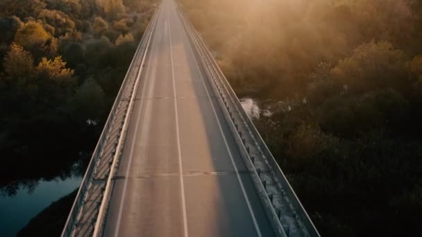 Most přes malou řeku. Podzimní krajina. — Stock video
