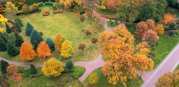 秋天在法国花园。观赏植物景观设计. — 图库照片