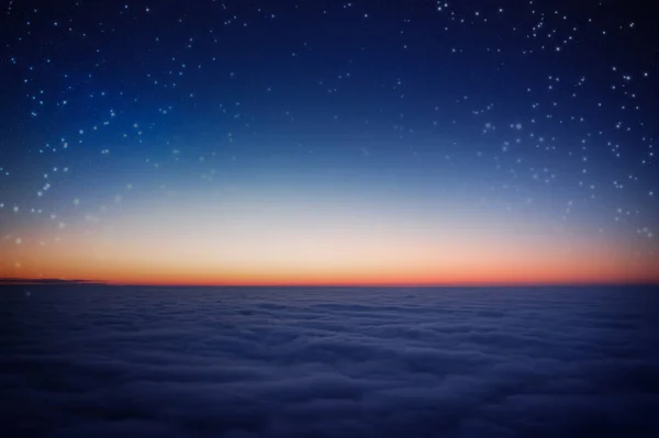 Cielo Estrellado Sobre Las Nubes Paisaje Nocturno Maravilloso Vista Aérea — Foto de Stock