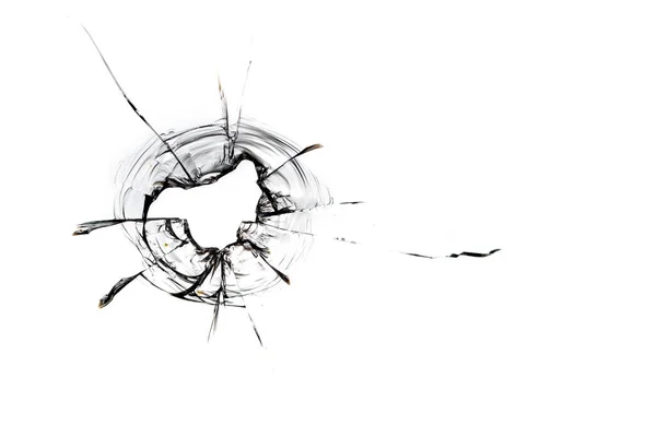 Cracks Glass Bullet Abstract Background Damaged Glass Cracks White Background — Stock Photo, Image