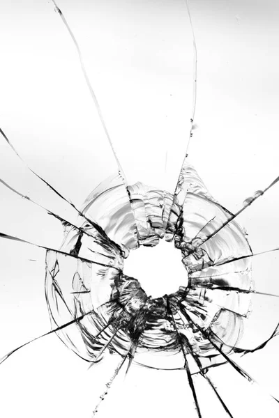 Cracks Bullets Glass Isolated White Background — Stock Photo, Image