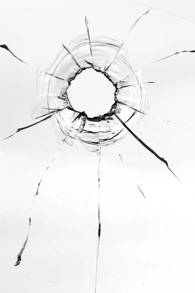Cracks Bullets Glass Isolated White Background — Stock Photo, Image