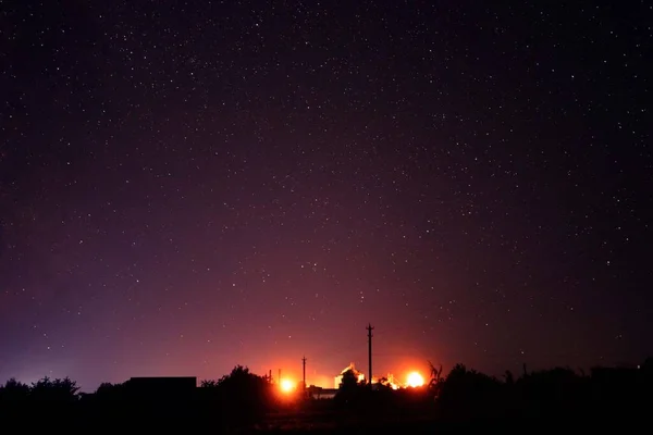 Stars Night Sky Milky Way Galaxy Wonderful Night Landscape — Photo