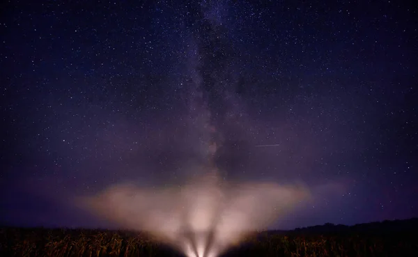 Stars Night Sky Milky Way Galaxy Wonderful Night Landscape — Stockfoto