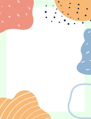 Çerçeveli elementler ve soyut şekiller. Japon sanat tarzı. Kartpostal veya broşür, kapak tasarımı, hikayeler, sosyal medya, uygulama tasarımı.