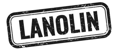 Siyah grungy vintage dikdörtgen damgalı LANOLIN metni.