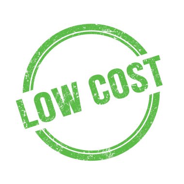 Düşük maliyetli metin yeşil grungy vintage yuvarlak pul üzerine yazılmış.