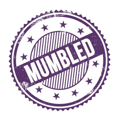 MUMBLED metin mor indigo grungy zig zag kenarları yuvarlak mühür.