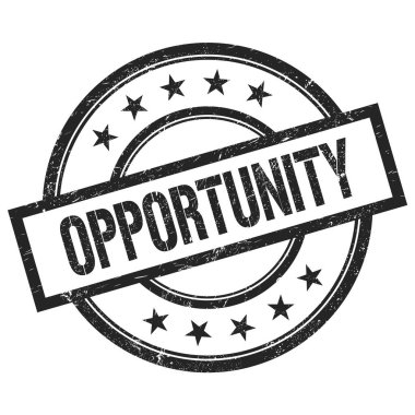 OPPORTUNITY metin siyah yuvarlak vintage kauçuk damga üzerine yazılmış.