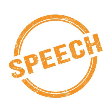 Turuncu grungy vintage yuvarlak pulla yazılmış SPEECH metni.