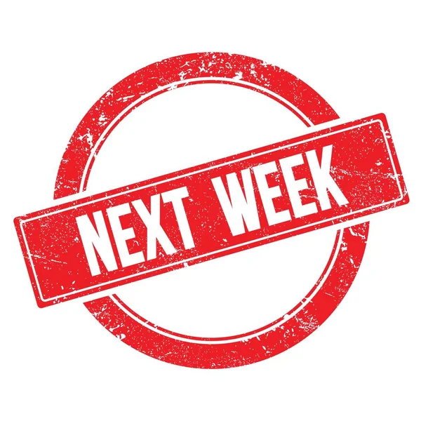 Bir sonraki hafta kırmızı grungy yuvarlak vintage damga üzerinde metin.
