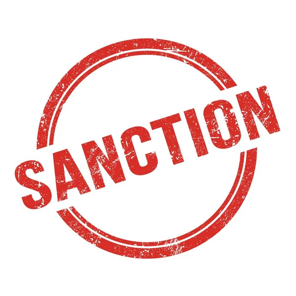 Kırmızı grungy vintage yuvarlak damgalı SANCTION metin.