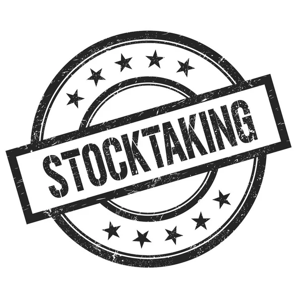 Stocktaking Szöveg Írva Fekete Kerek Évjárat Gumibélyegző — Stock Fotó