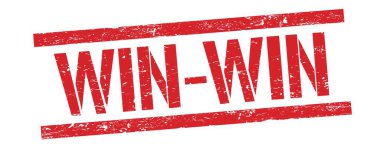 Kırmızı grungy dikdörtgen mühür işareti üzerinde WIN-WIN metin.